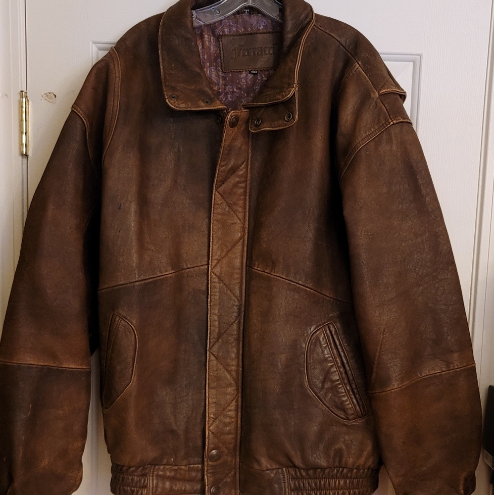 Vintage Men's Big and Tall 2XL Leather Coat Jacket FERRACCI